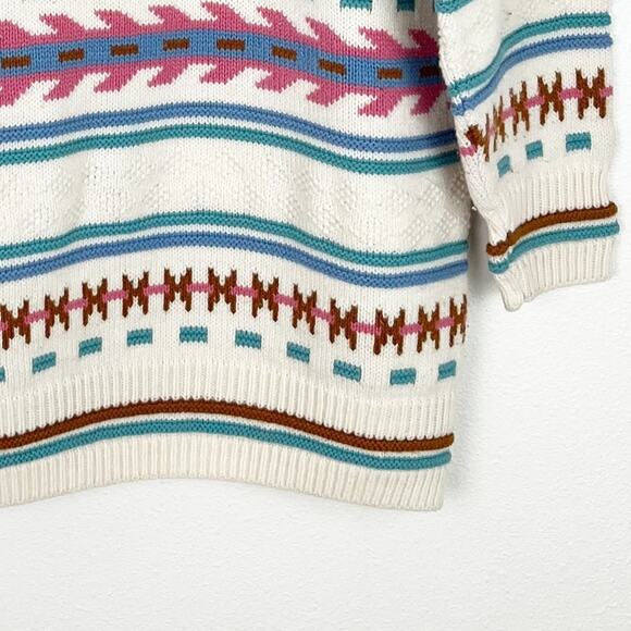 Vintage 80s Sweater Pullover Mock Turtleneck Southwestern Western Bohemian - Picture 5 of 5